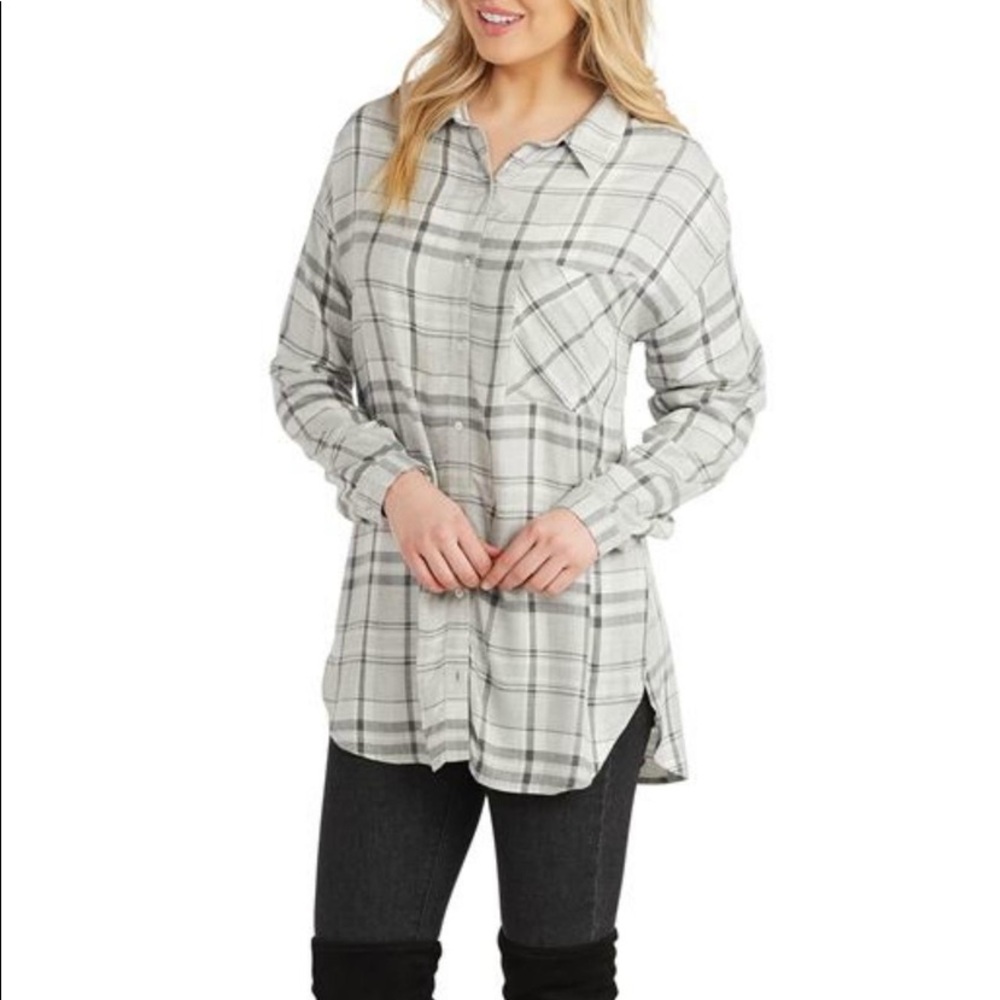 Plaid button down tunic.